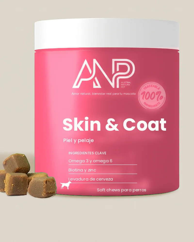 Pote rosado de soft chews ANP Skin & Coat