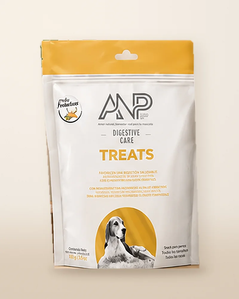 Bolsa de treats ANP Digestive Care con franja amarilla